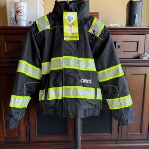 Onyx Kids Black Raincoat with Reflective Stripes